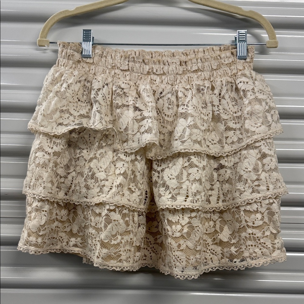 Lace Ruffle Cream Skirt